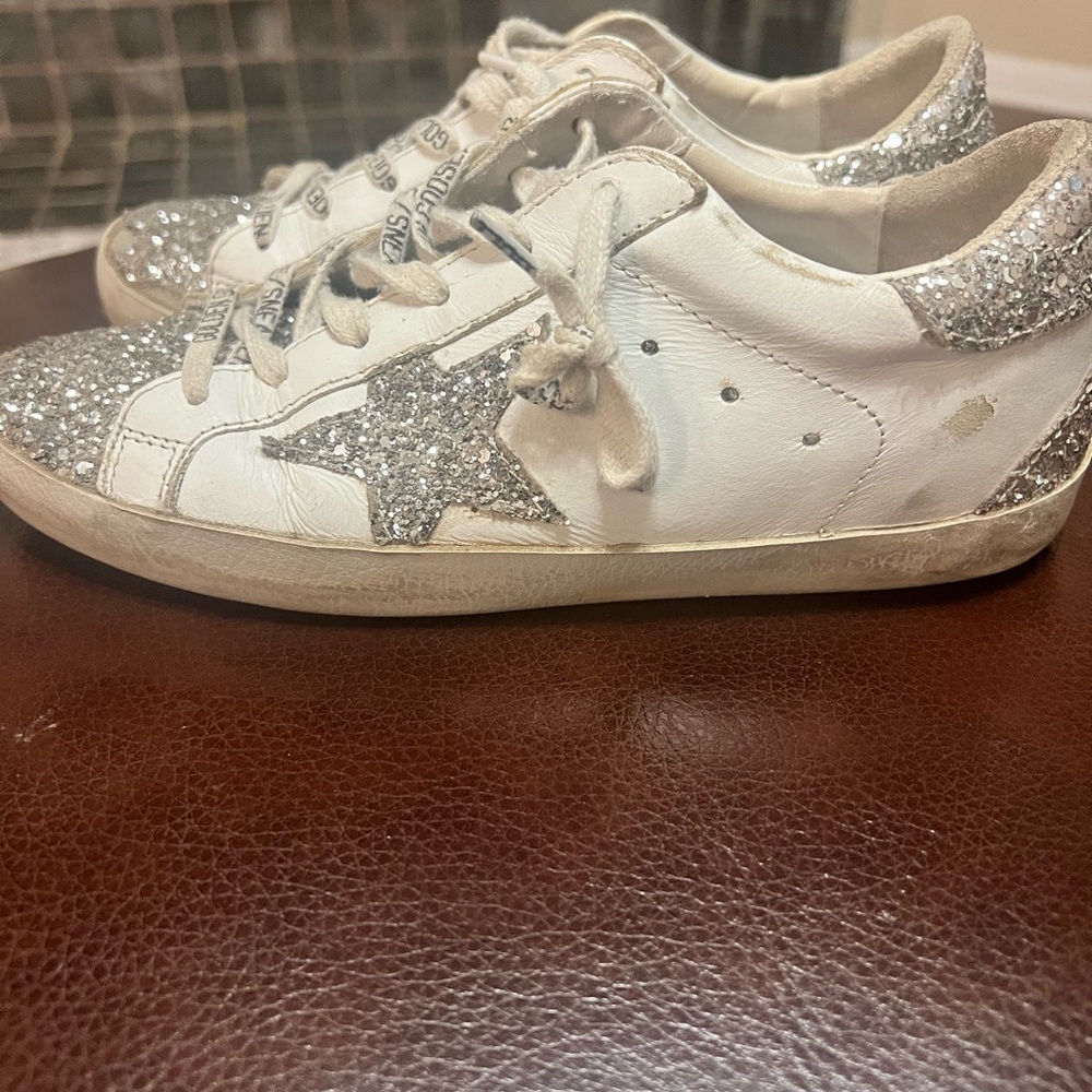 Authentic Golden Goose Superstar glitter white & silver sneaker - Picture 5 of 11